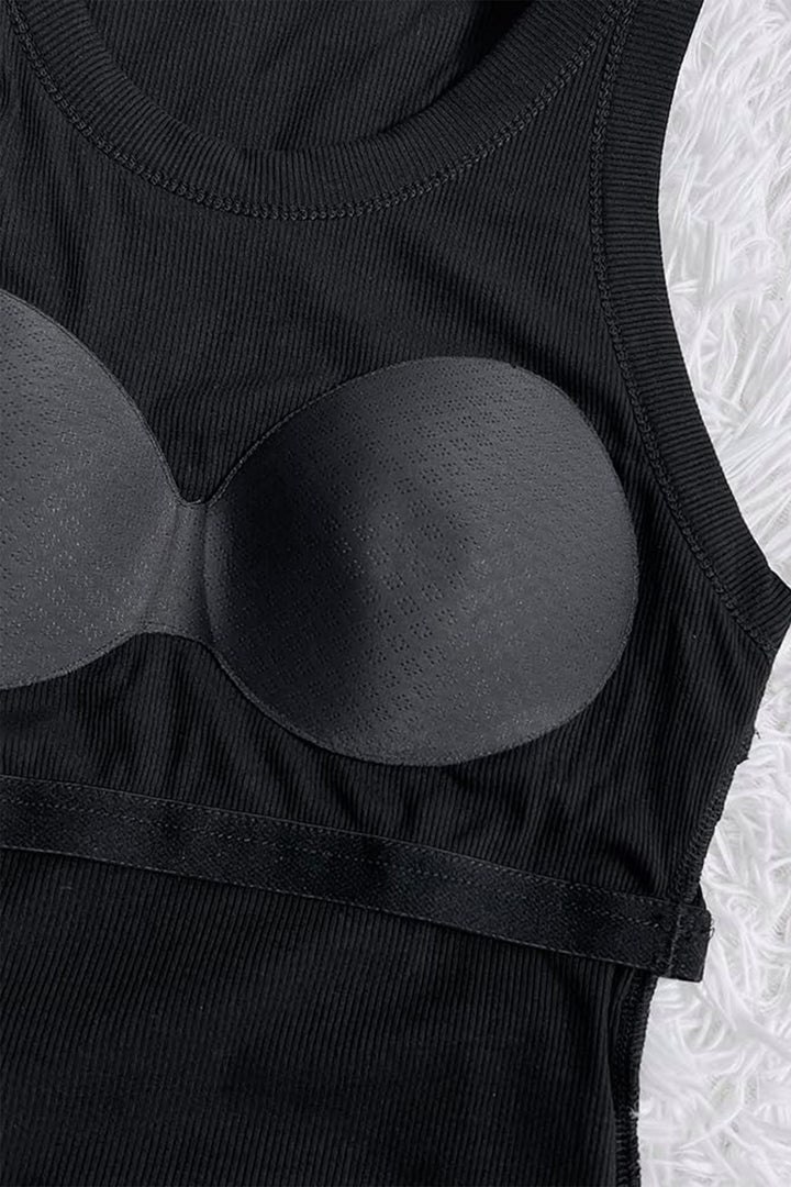Four Leaf Clover Slim Ribbed Padded Tank Top