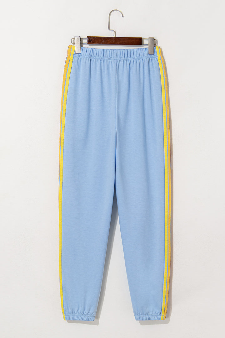 Pantalon de survêtement taille haute bleu clair à motif arc-en-ciel
