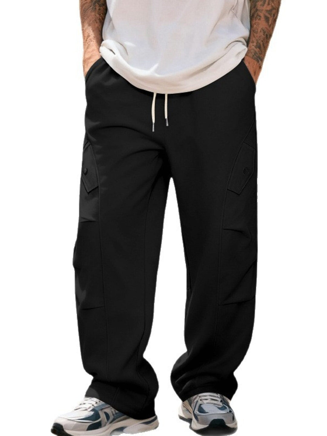 Men's Full Size Casual Cargo Pants with Drawstring Waist Plus Size