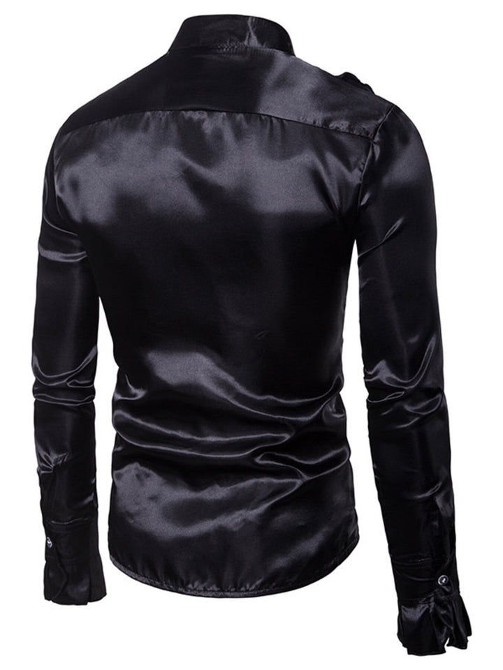 Men's Ruffle Front Long Sleeve Shirt