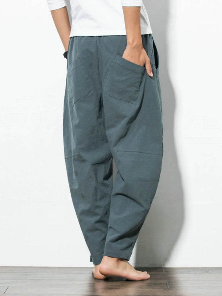 Men's Plus Size Casual Drawstring Wide Leg Pants