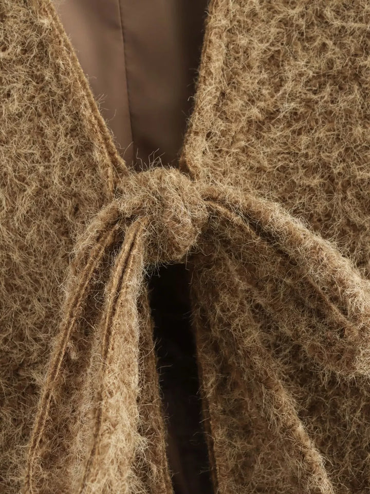 Textured Knit Tie-Front Outerwear