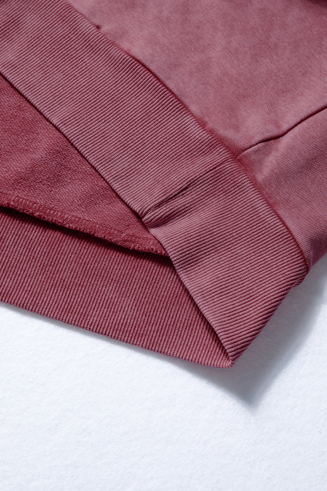 Red Dahlia Lace Patchwork Detail Notched Neck Mineral Wash Baggy Sweatshirt