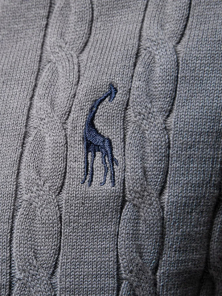 Men's Cable-Knit Round Neck Long Sleeve Sweater