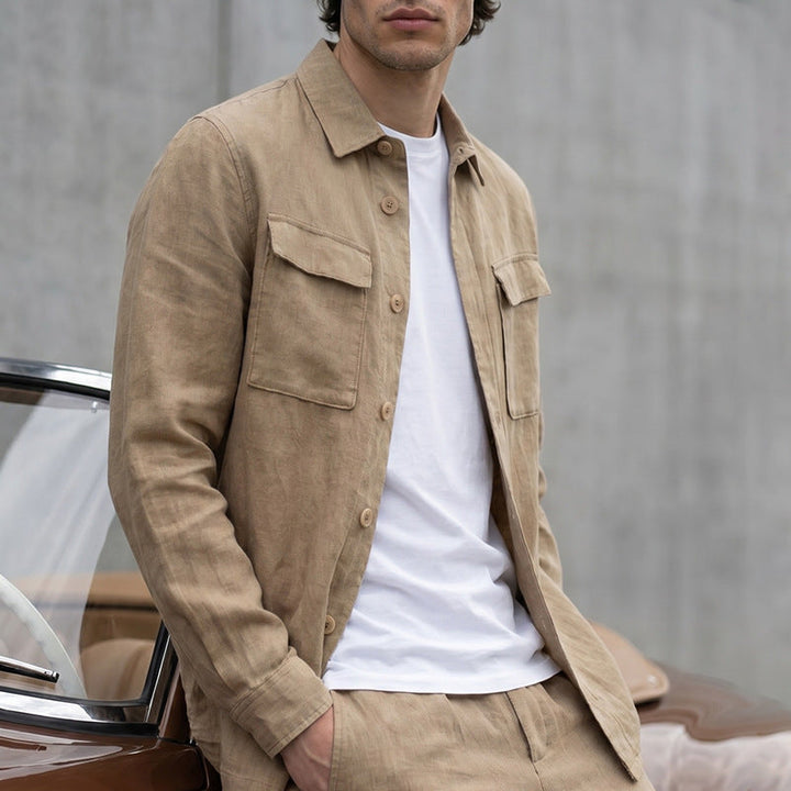 Early Autumn New Arrival Mens Solid-Colored Lapel Jacket With Pocket