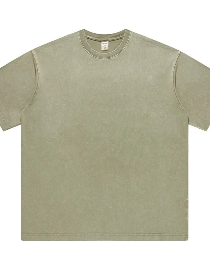 Men's Full Size Washed Round Neck T-Shirt Plus Size