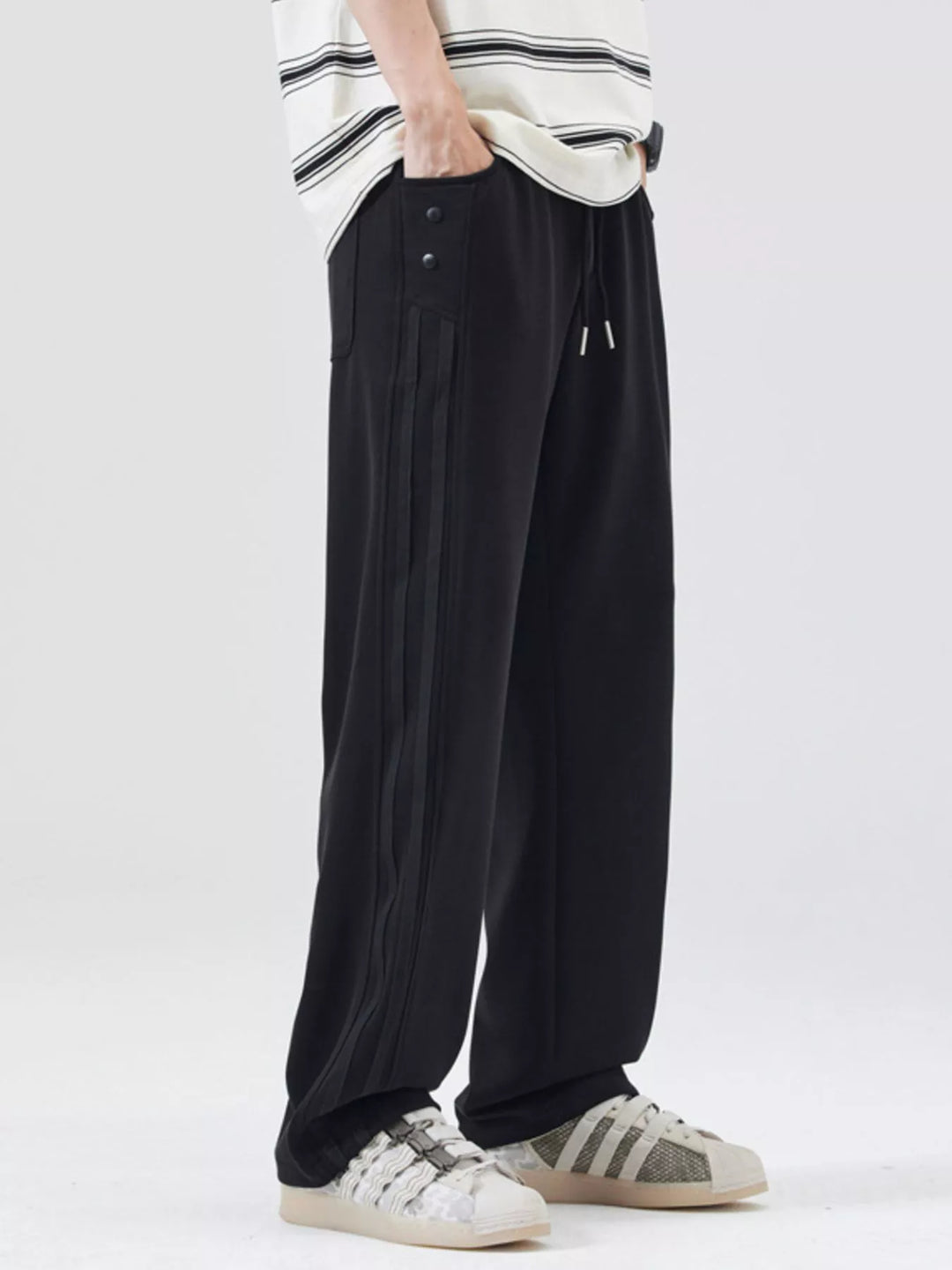 Men's Full Size Drawstring Wide Leg Casual Pants Plus Size