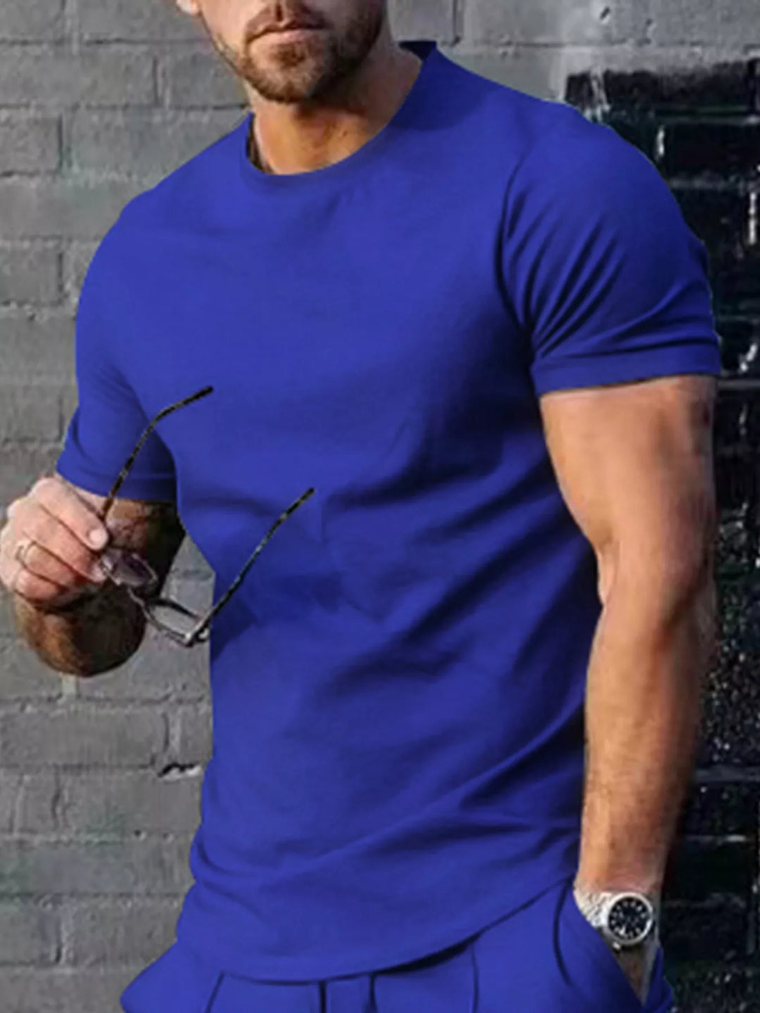 Men's Plus Size Solid Color Casual T-Shirt