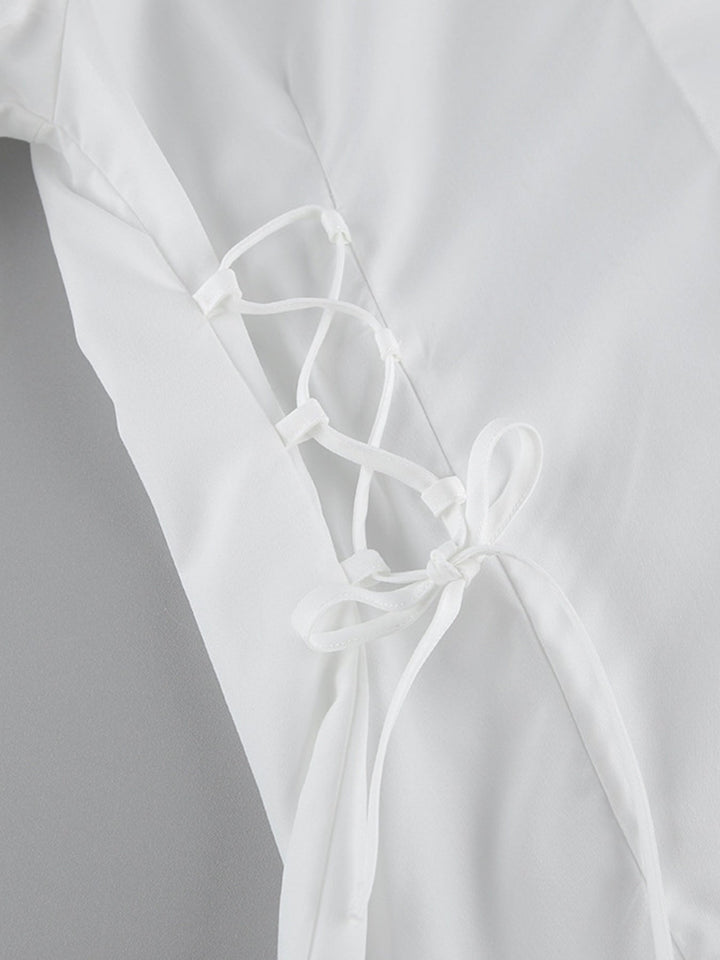 Side Lace Up Button Up Shirt