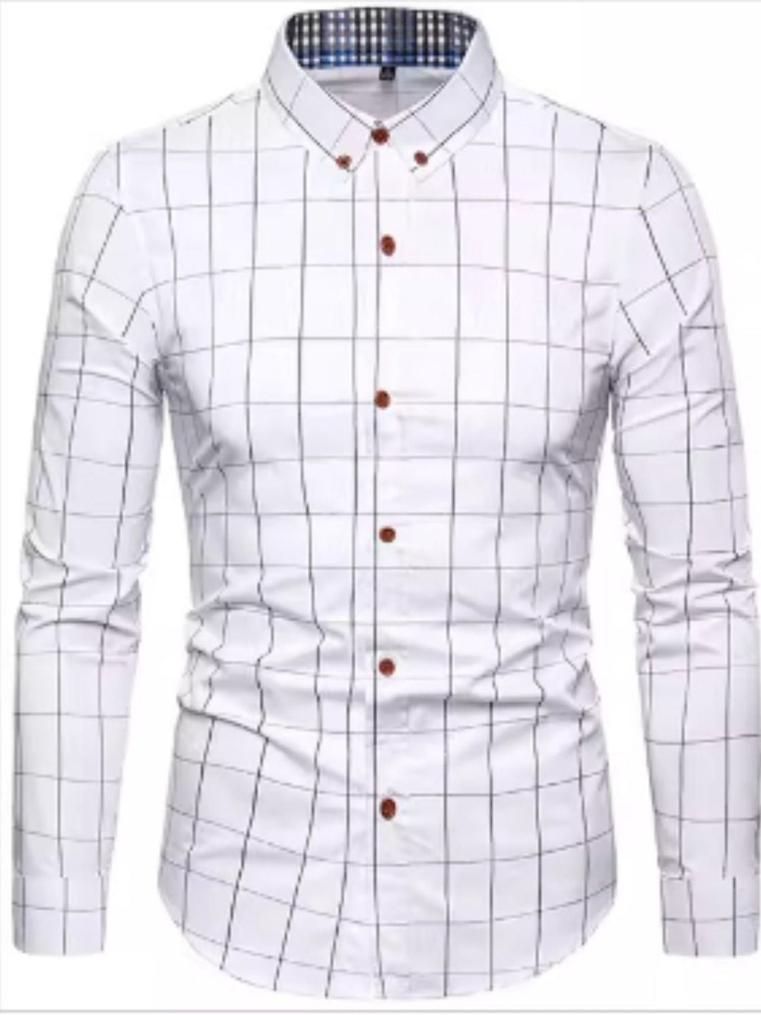 Men's Pus Size Plaid Button Up Long Sleeve Shirt
