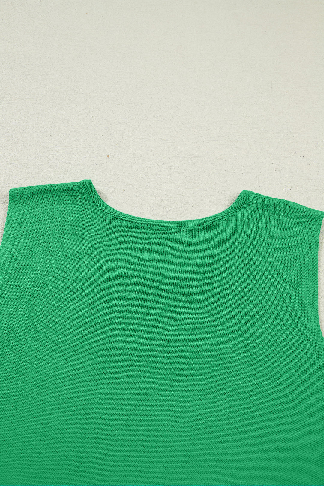 Bright Green Side Button Round Neck Knit Sleeveless Sweater