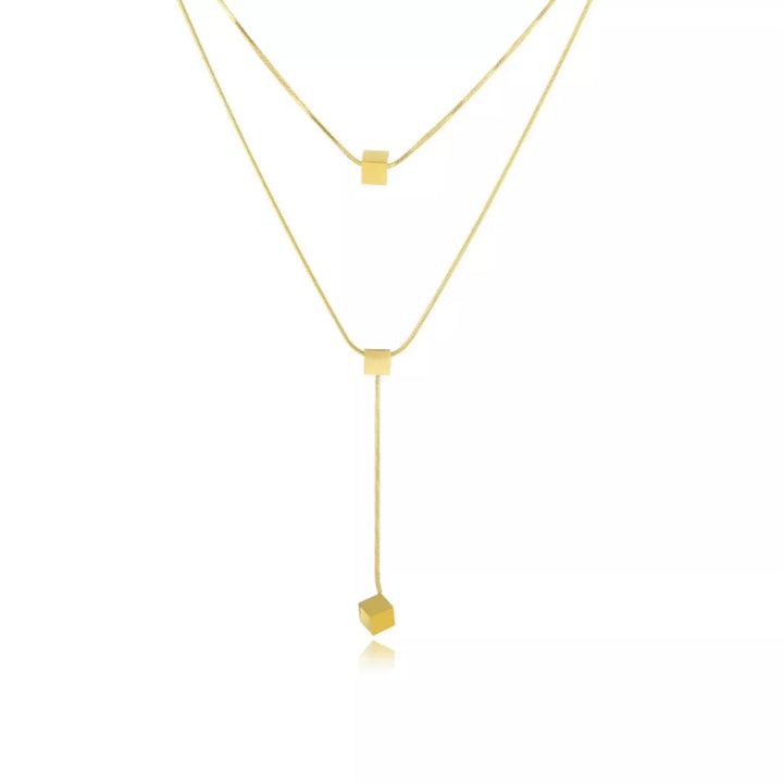 18K Gold-Plated Double Layered Geometric Necklace