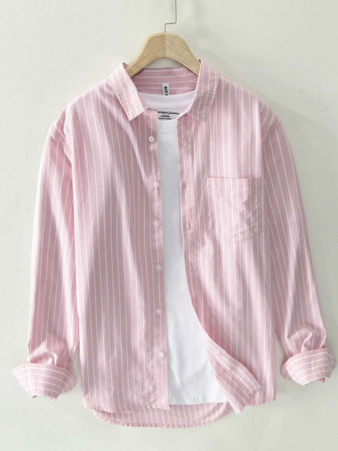 Men's Plus Size Striped Button Up Long Sleeve Shirt