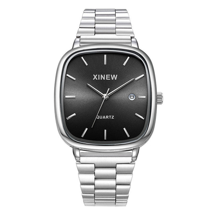 Fashionable Stainless Steel Strap Minimalist Calendar Quartz Watch