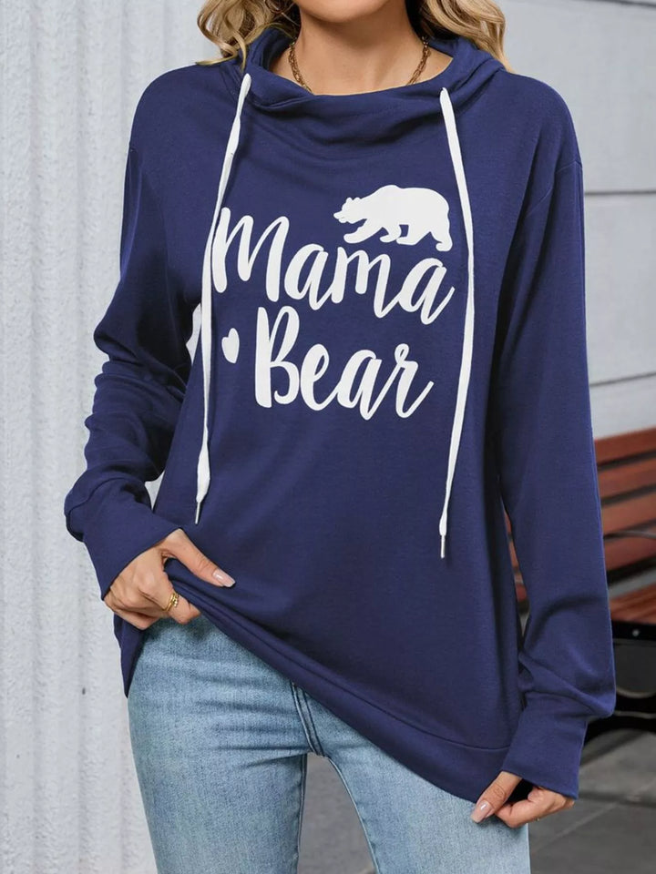 Contrast Letter Graphic Drawstring Long Sleeve Hoodie