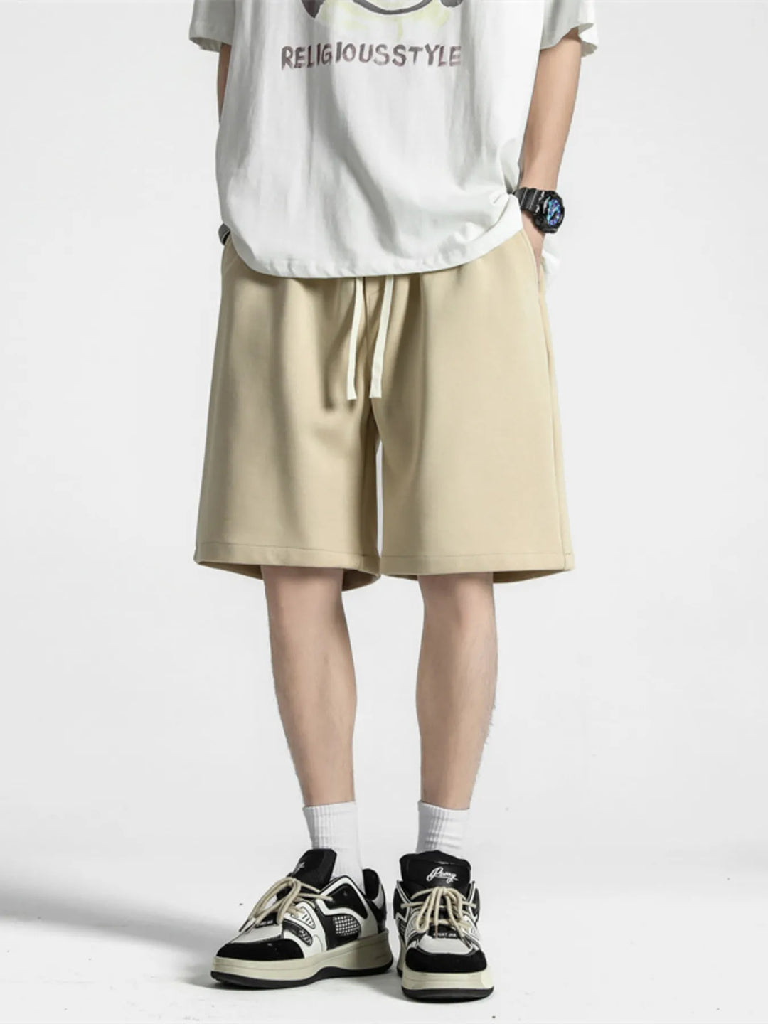 Men's Full Size Casual Loose-Fit Drawstring Shorts Plus Size