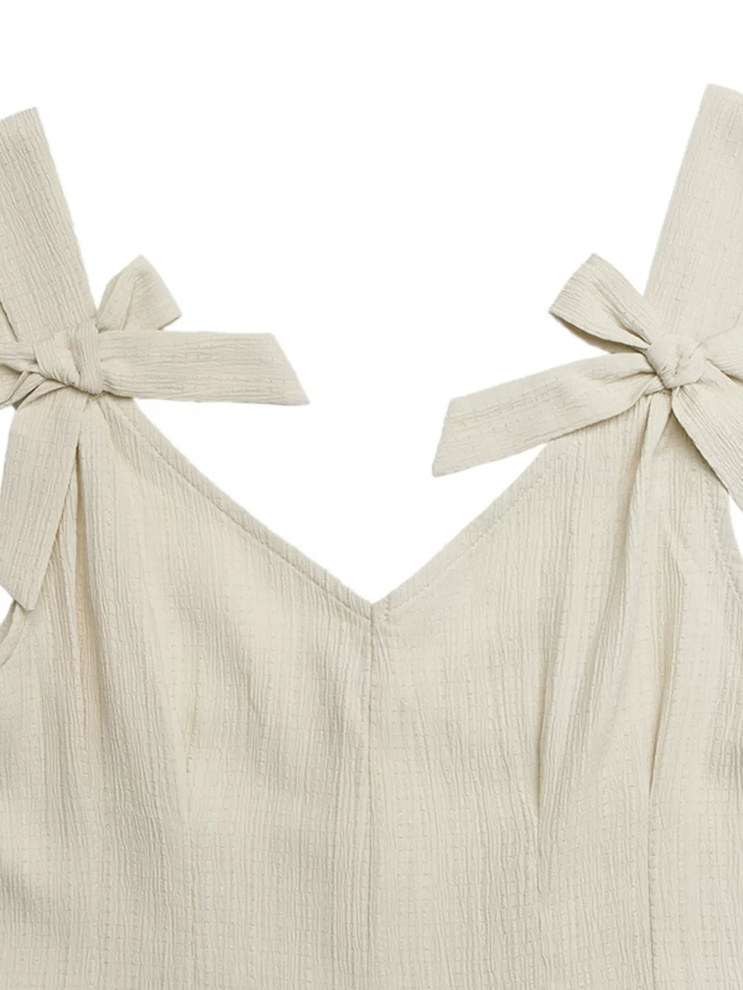 Bowknot Strap Pleated Detail Romper