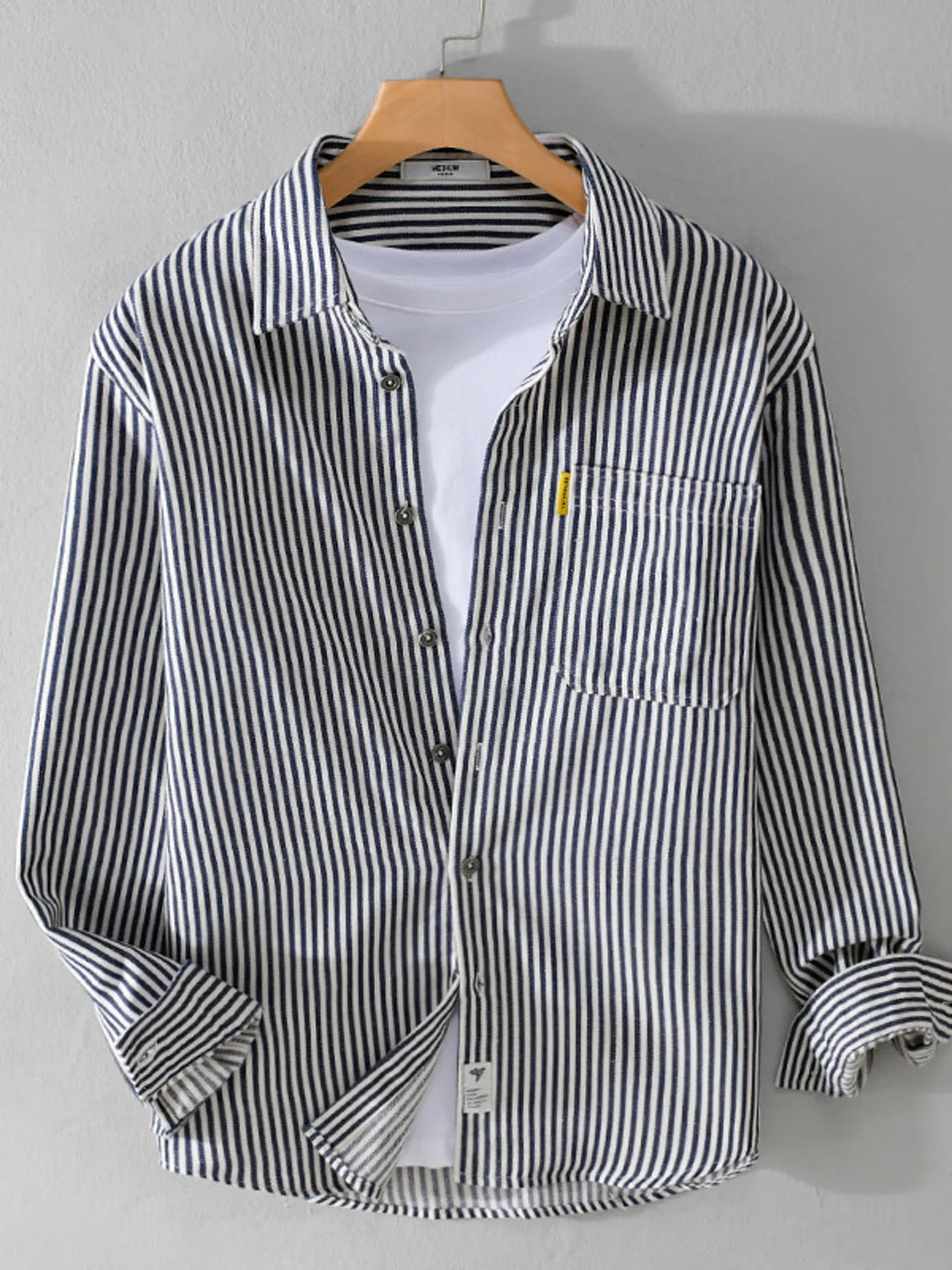 Men's Plus Size Striped Button Up Long Sleeve Shirt