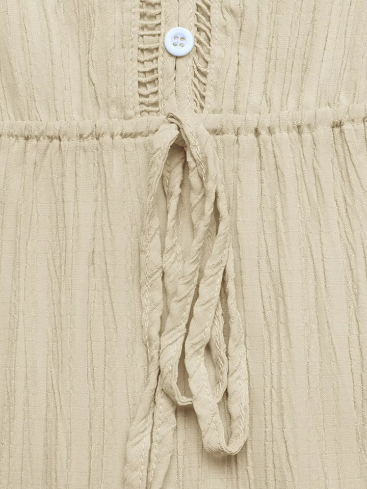 Tiered V-Neck Long Sleeve Dress