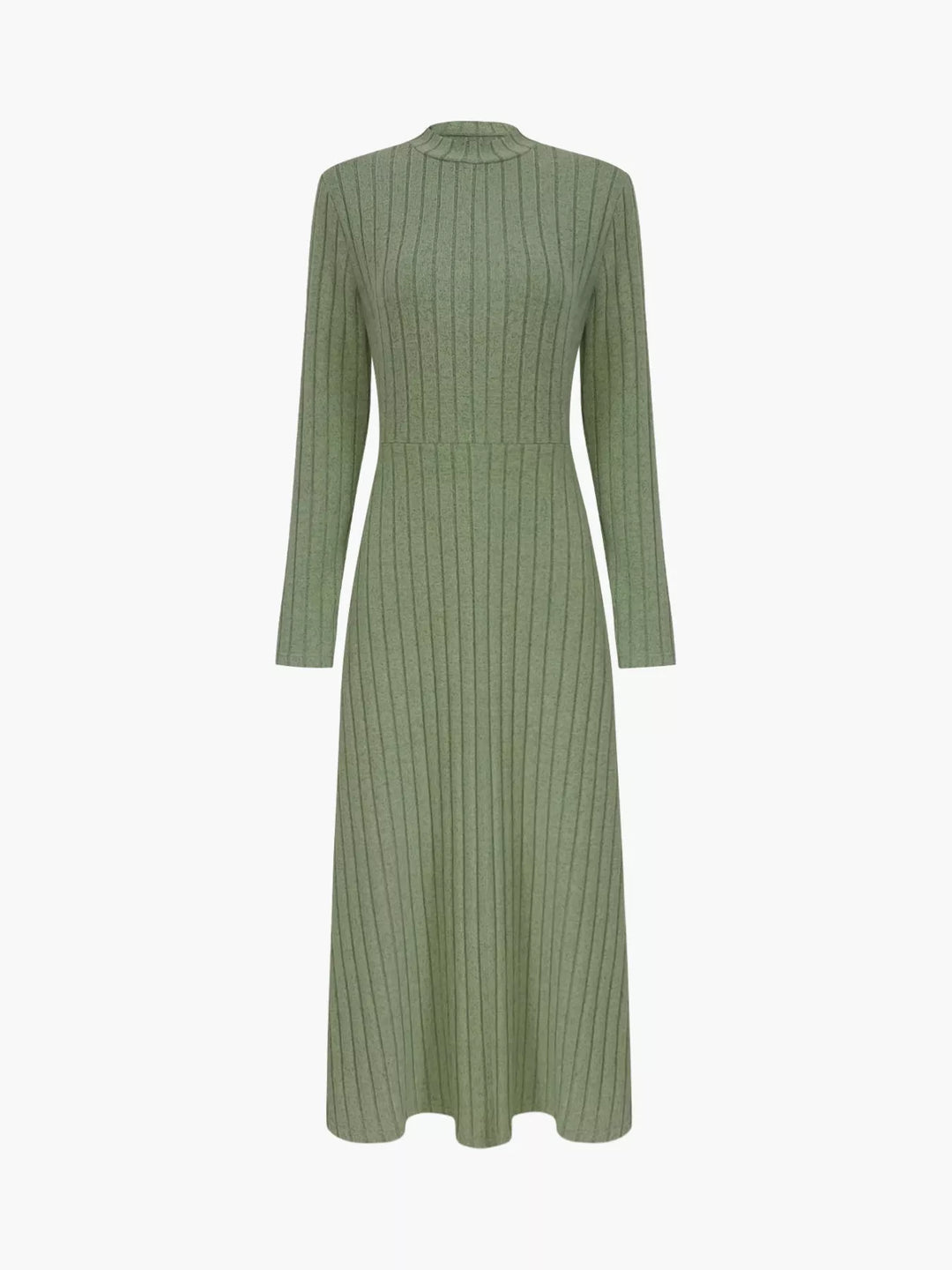 Ribbed Knit Long Sleeve Midi Dress