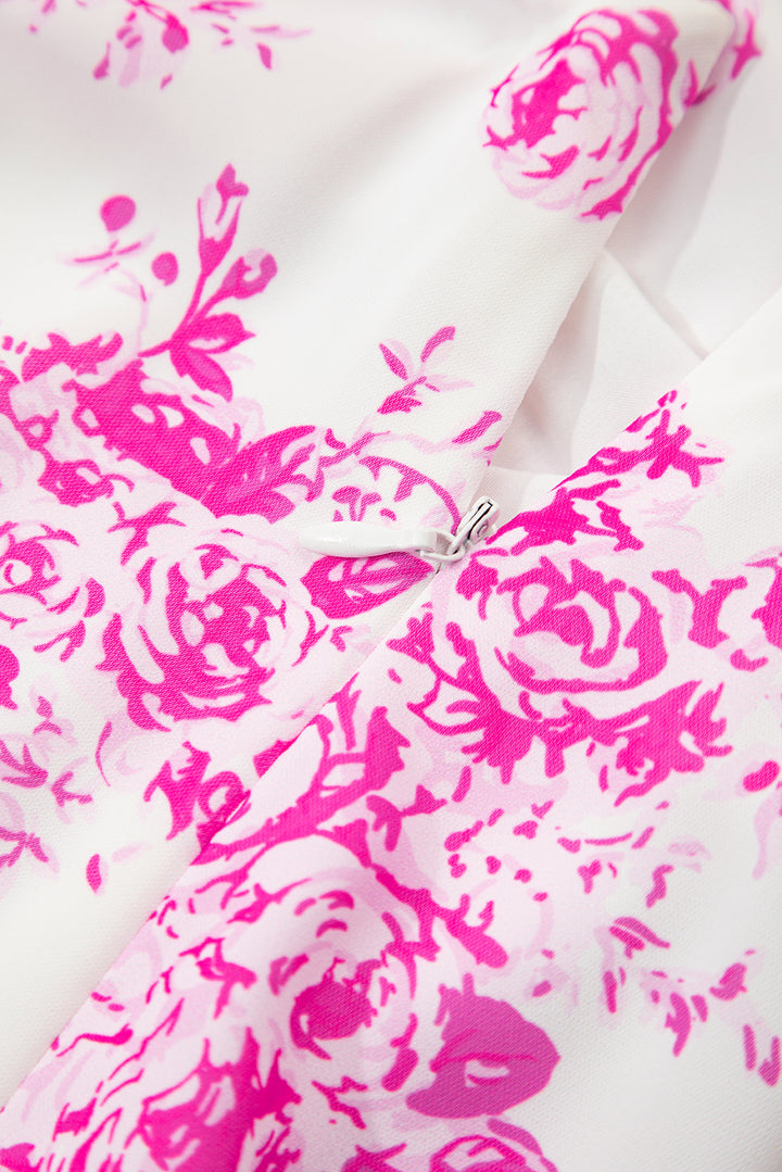 Jupe longue fendue à volants taille haute à fleurs style bohème rose