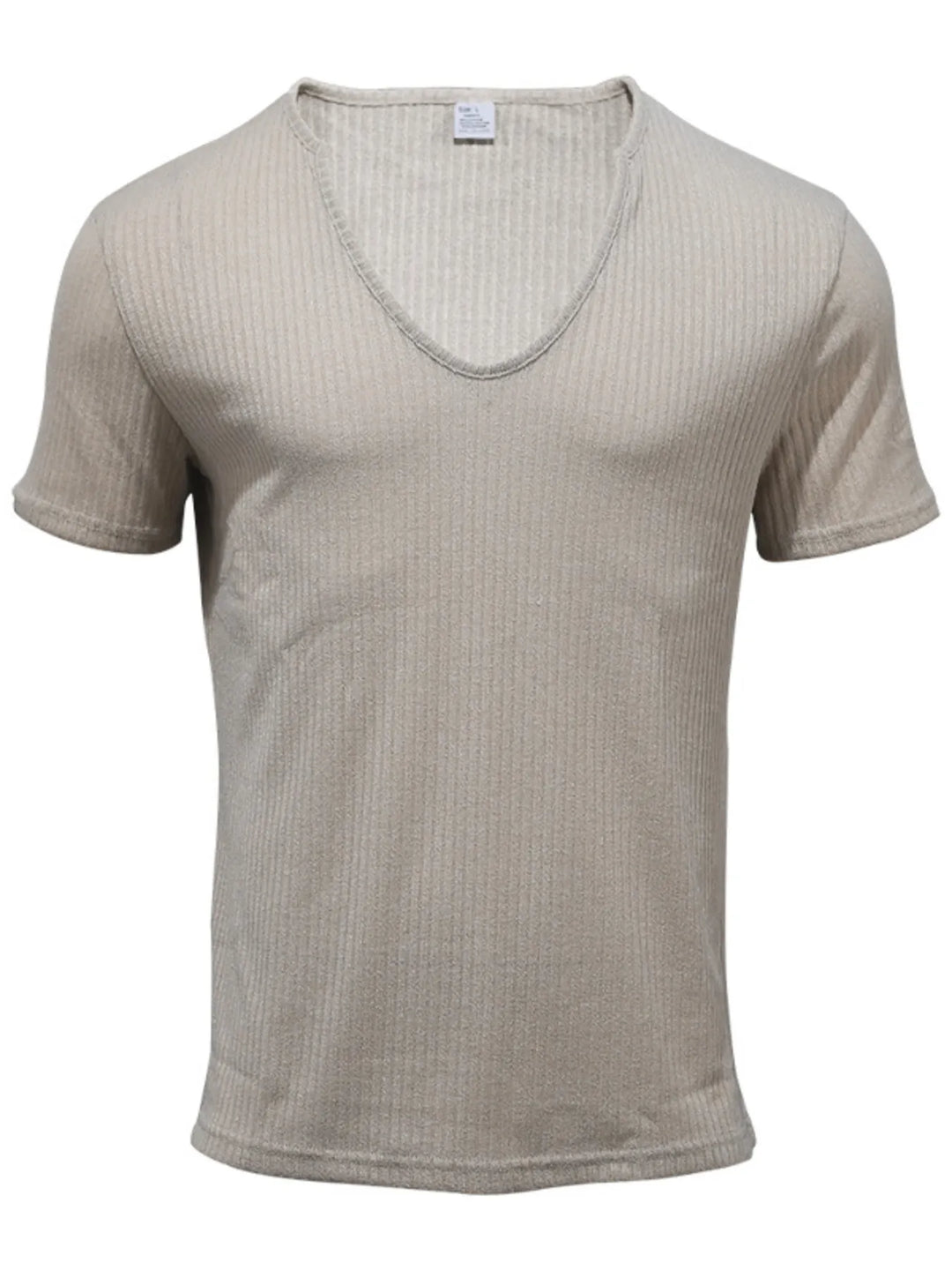 Men's Full Size Ribbed V-Neck T-Shirt Plus Size