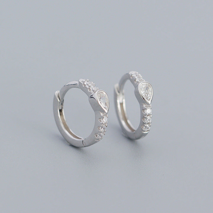925 Sterling Silver Instagram-style High-end Diamond-studded Hoop Earrings