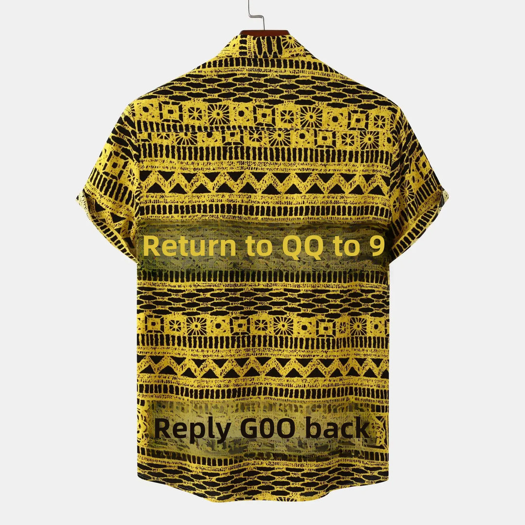 Men's Plus Size Printed Button Up Short Sleeve Shirt