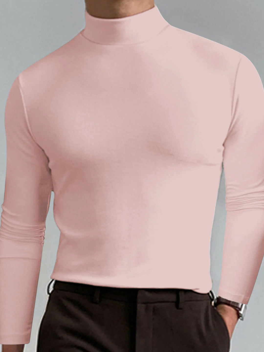 Men's Full Size Turtleneck Long Sleeve T-Shirt Plus Size
