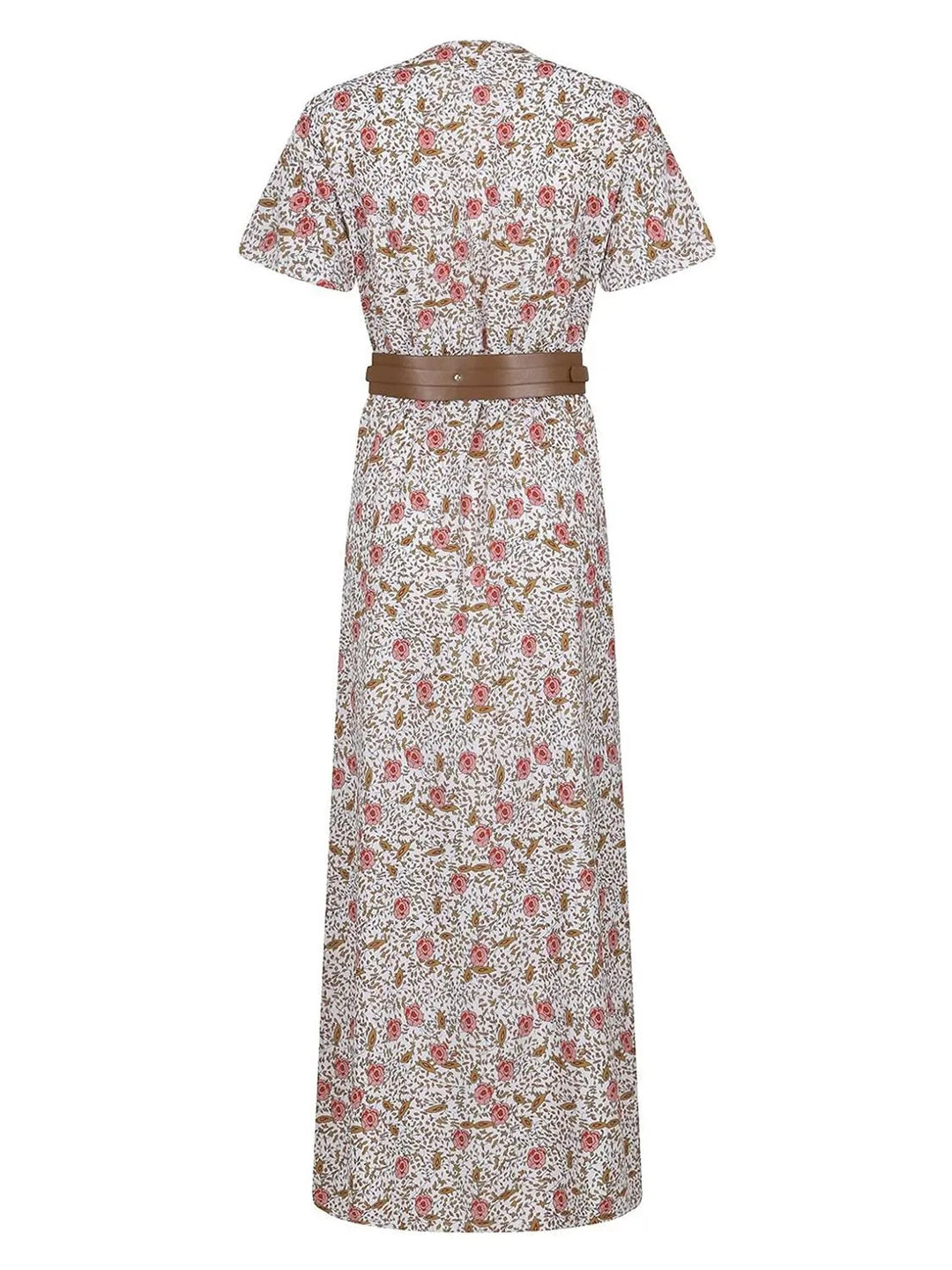 Full Size Printed V-Neck Short Sleeve Maxi Dress Plus Size
