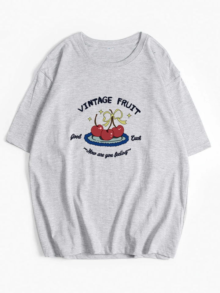 Plus Size Fruit Graphic Round Neck T-Shirt