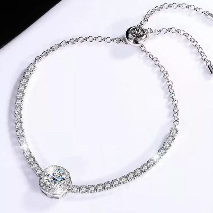 1 Carat Moissanite 925 Sterling Silver Chain Bracelet