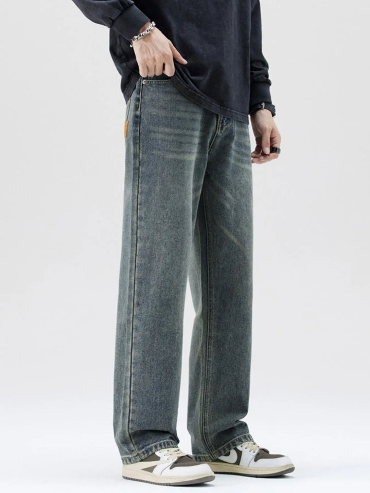 Men's Washed Wide Leg Jeans