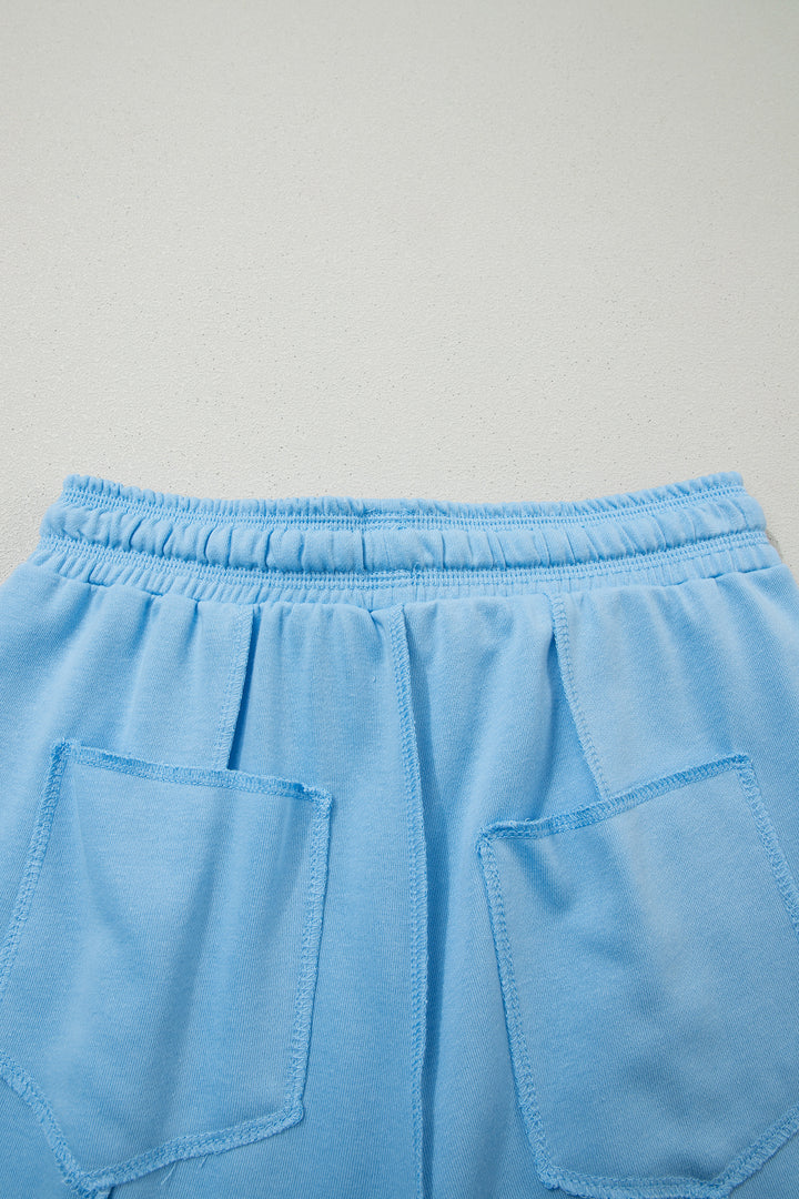 Sky Blue Drop Shoulder Boxy Tee and Barrel Pants Set