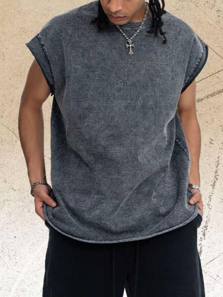 Men's Washed Round Neck Tank