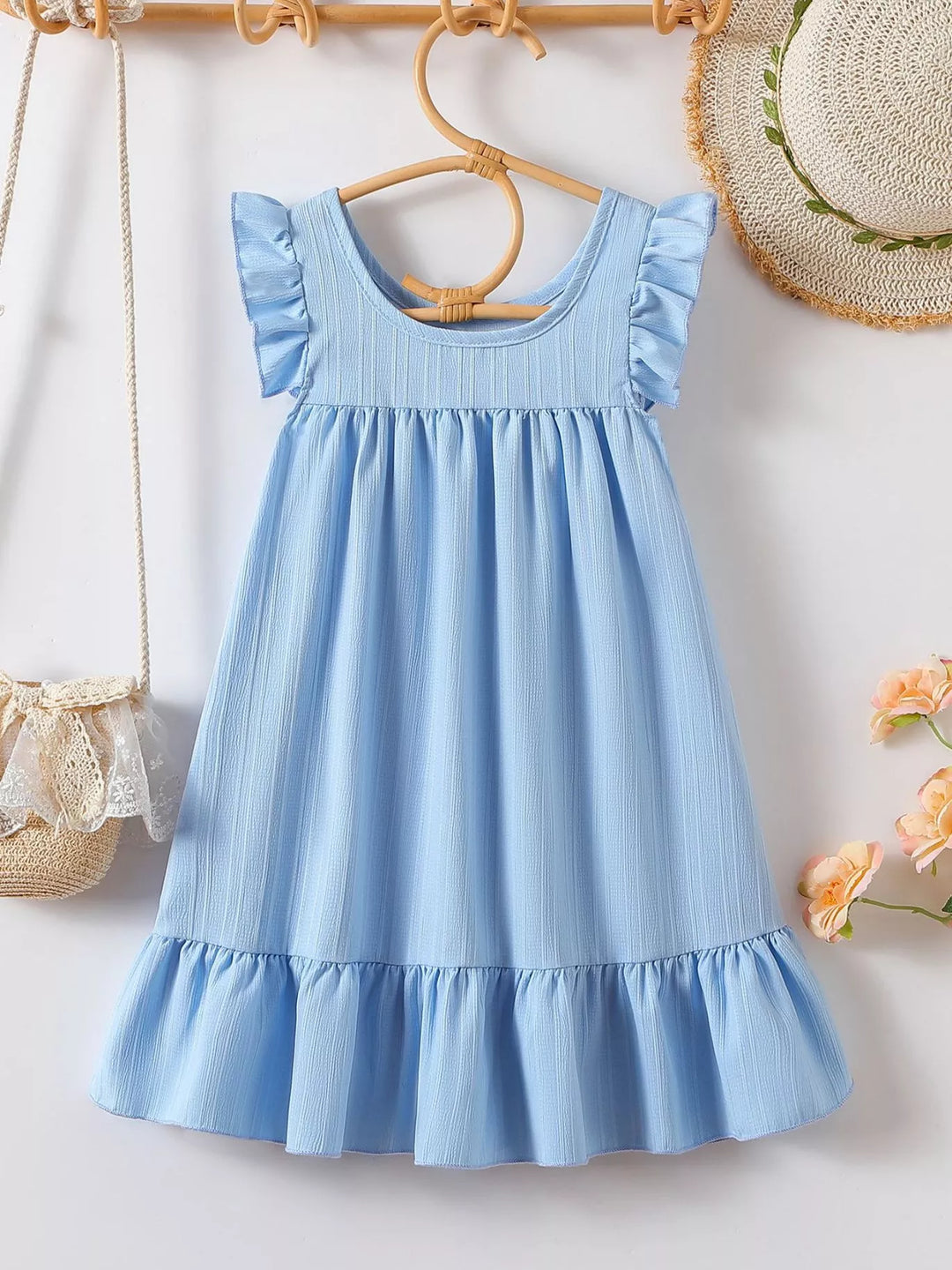 Children's Embroidered Ruffled Hem Dress
