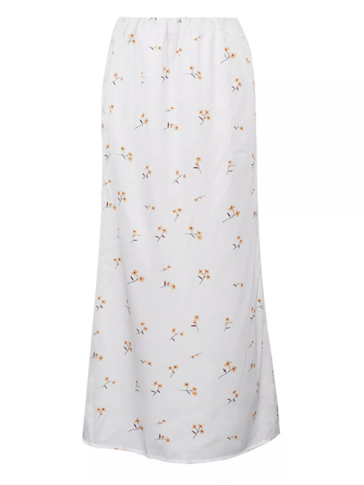 Floral Print Satin Skirt