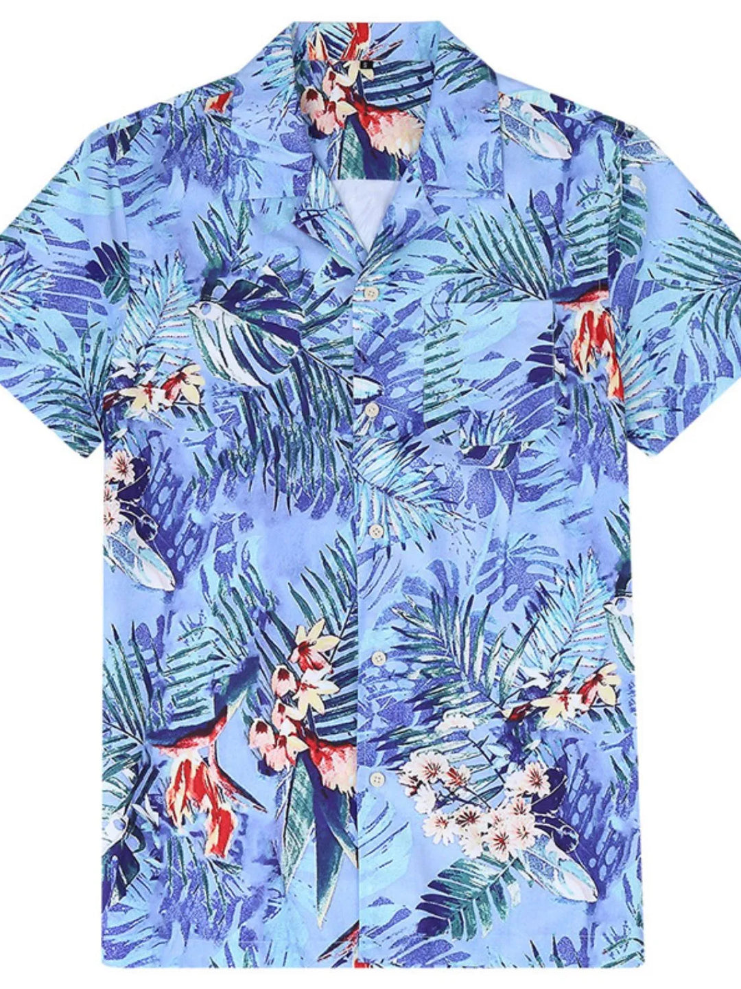 Men's Hawaiian Print Short Sleeve Button Down Shirt