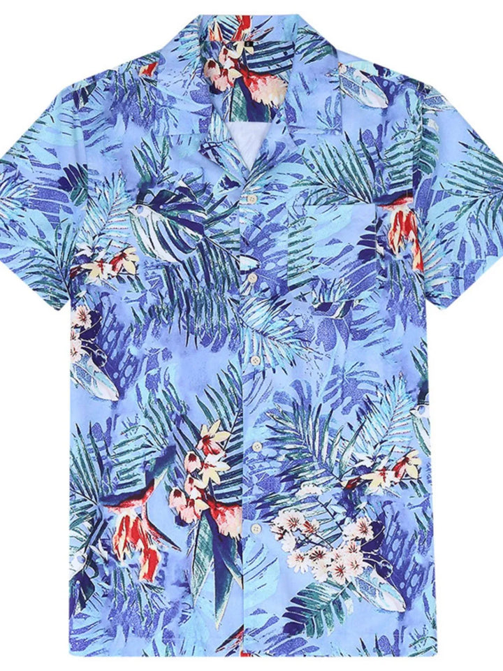 Men's Hawaiian Print Short Sleeve Button Down Shirt