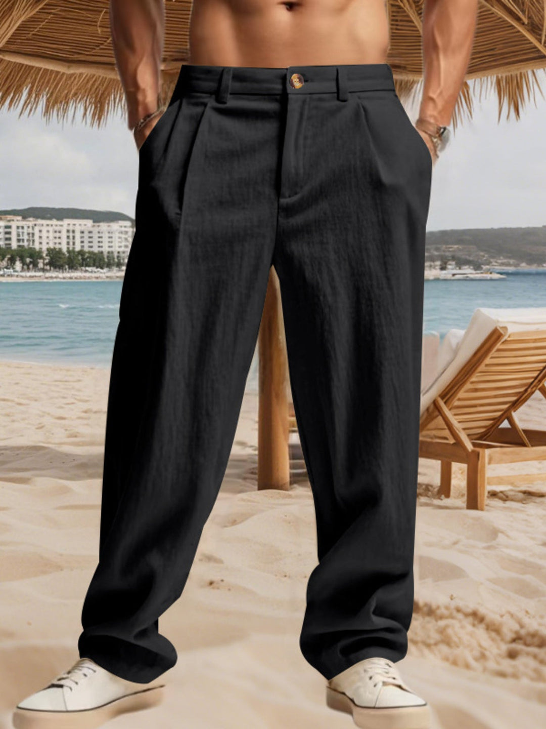 Men's Full Size Relaxed Fit Pleated Pants Plus Size
