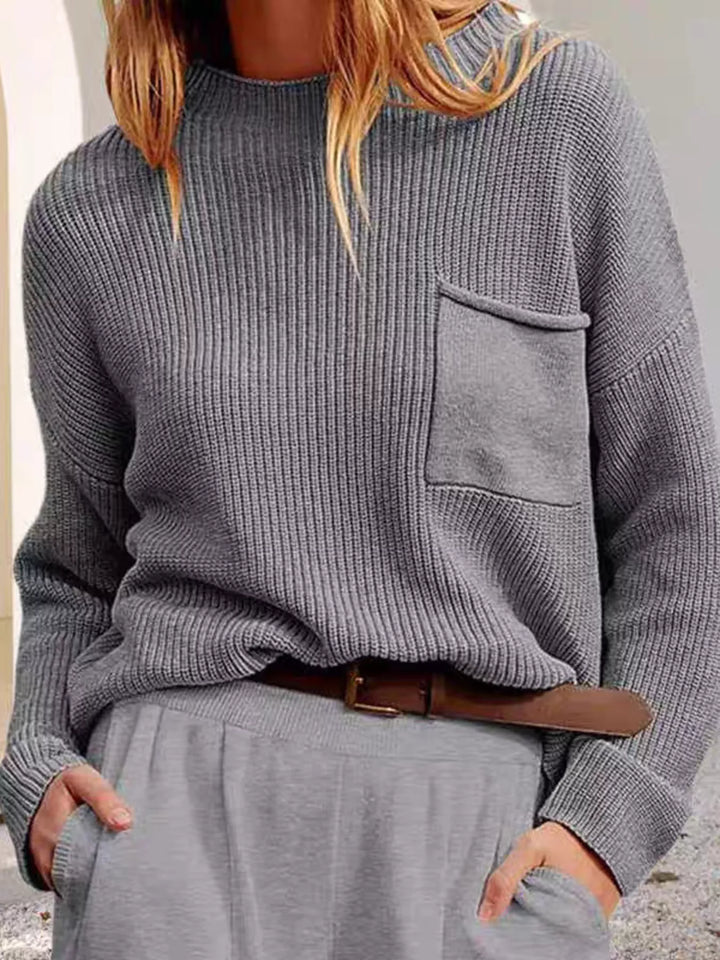 Pocket Detail Dropped Shoulder Sweater