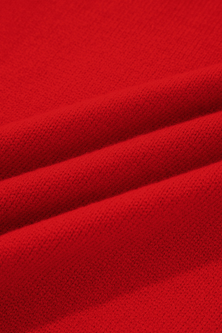 Fiery Red Merry Snowflake Pattern Christmas Turtleneck Sweater