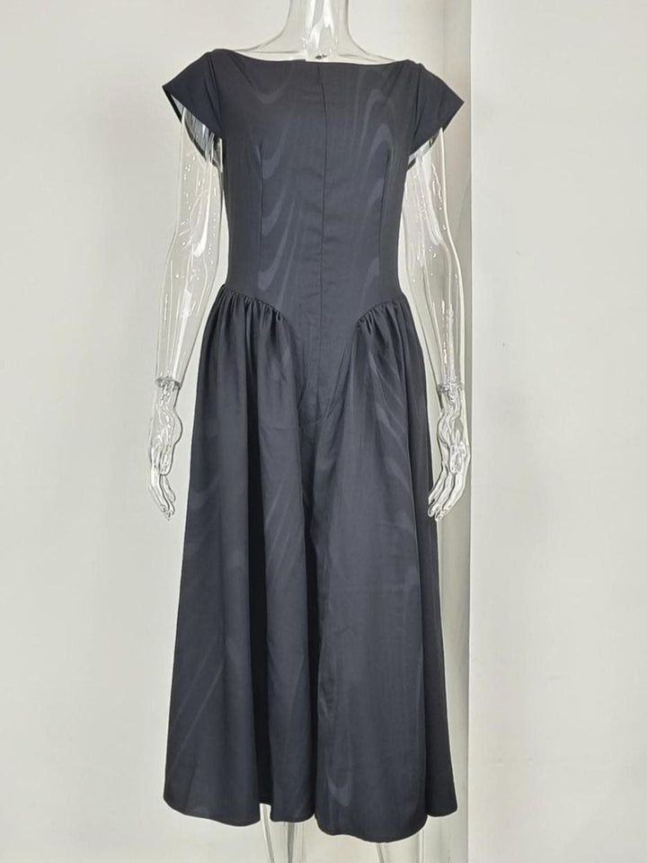 Full Size Cap Sleeve A-Line Midi Dress Plus Size