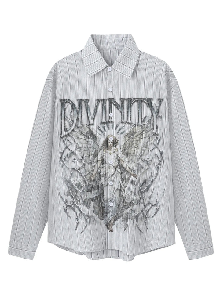 Men's Divinity Angel Striped Button-Up Shirt