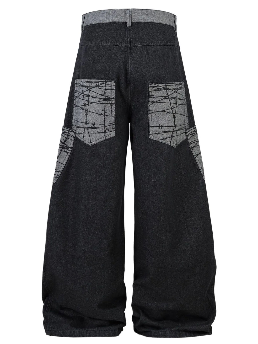 Men's Wide Leg Cargo Jeans with Contrast Panels