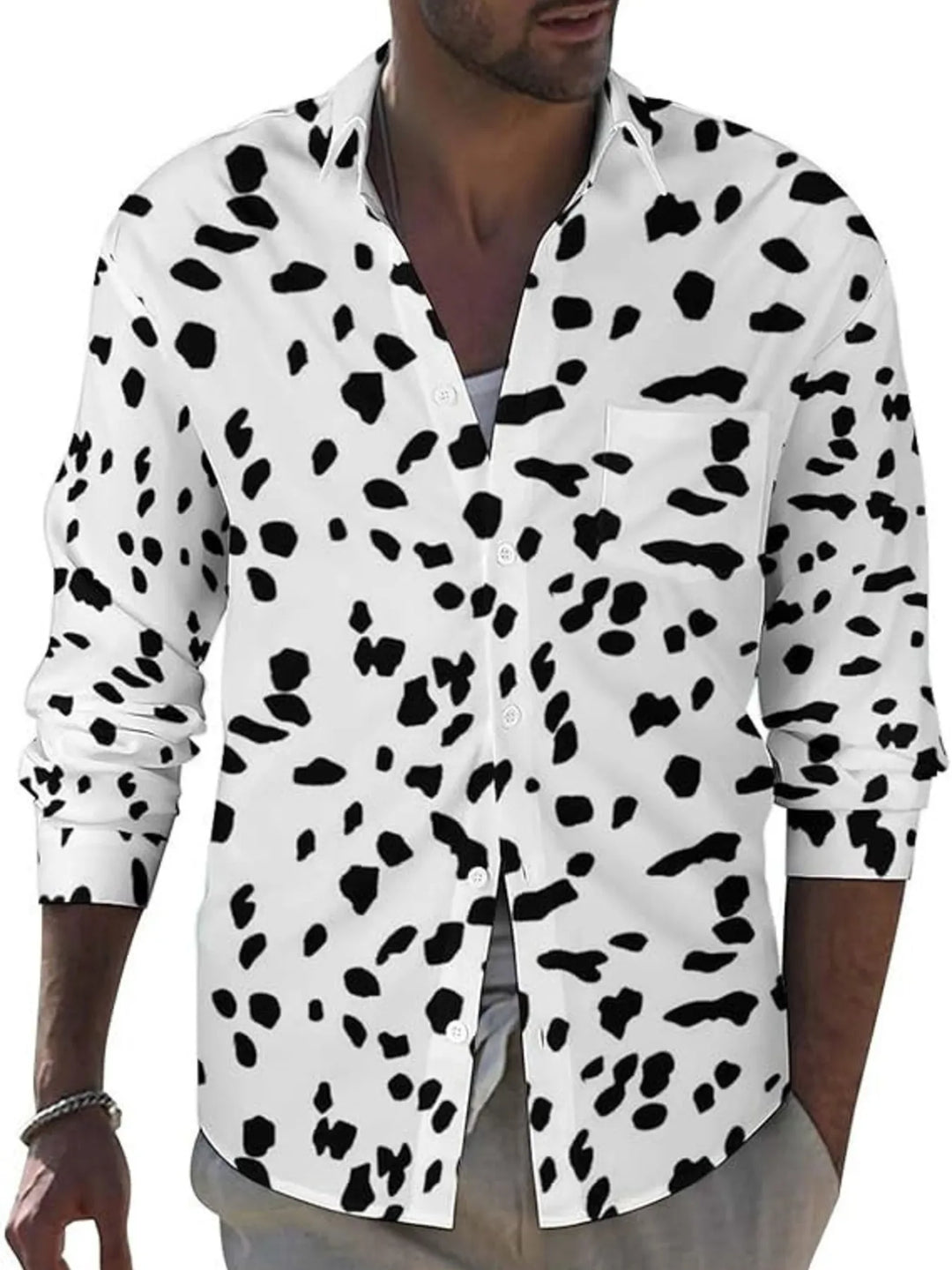Men's Full Size Printed Button Up Long Sleeve Shirt Plus Size