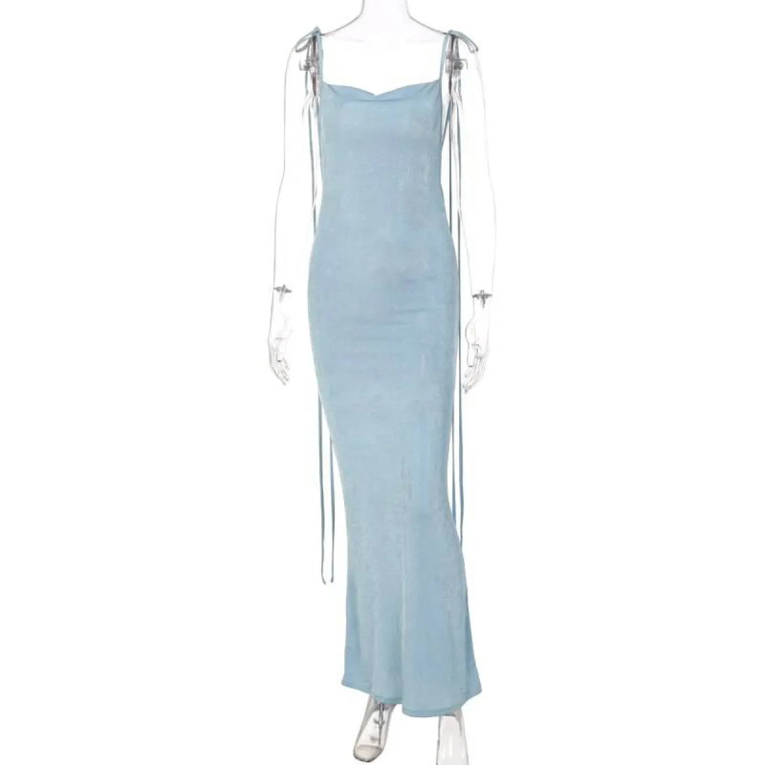 Lace Up Backless Dress