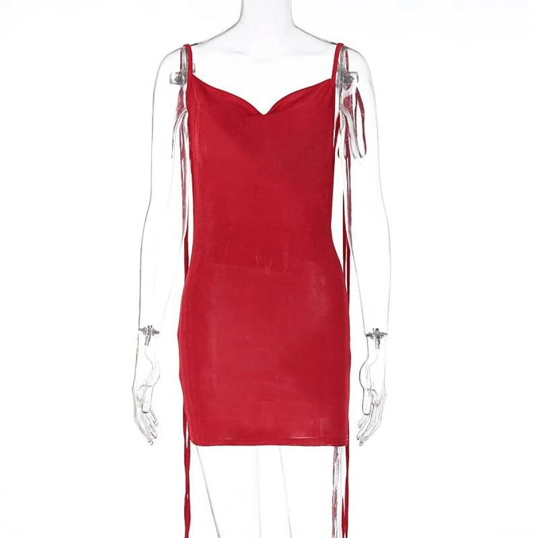 Lace Up Backless Dress
