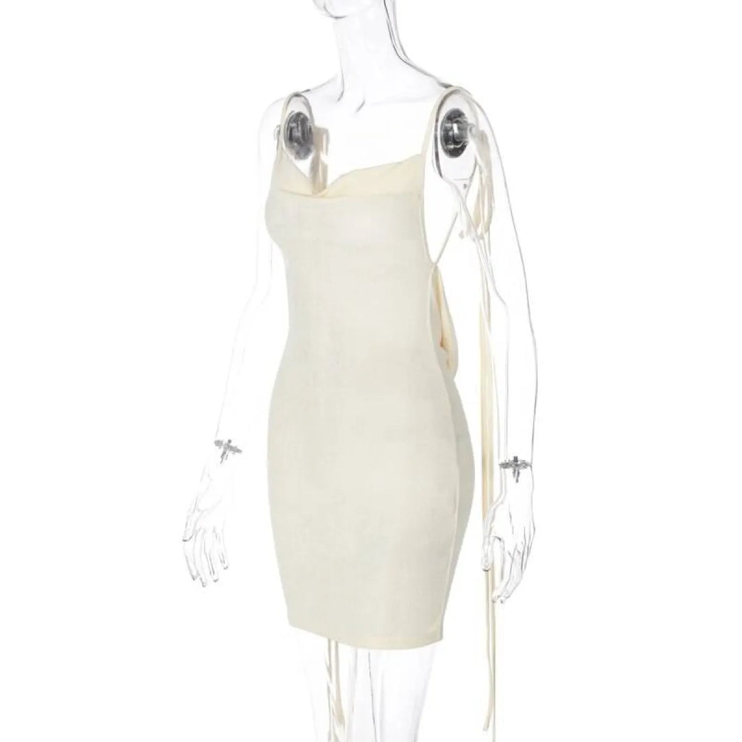 Lace Up Backless Dress