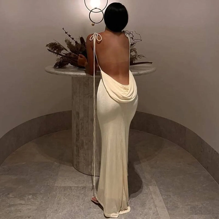 Lace Up Backless Dress